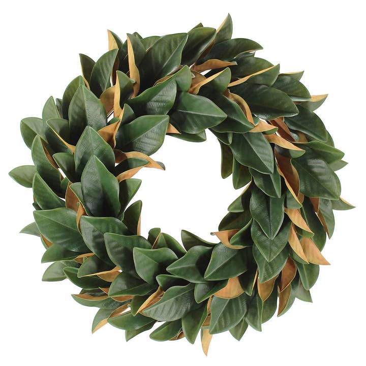 30" Faux Green Magnolia Leaf Wreath for wholesale by CG Hunter