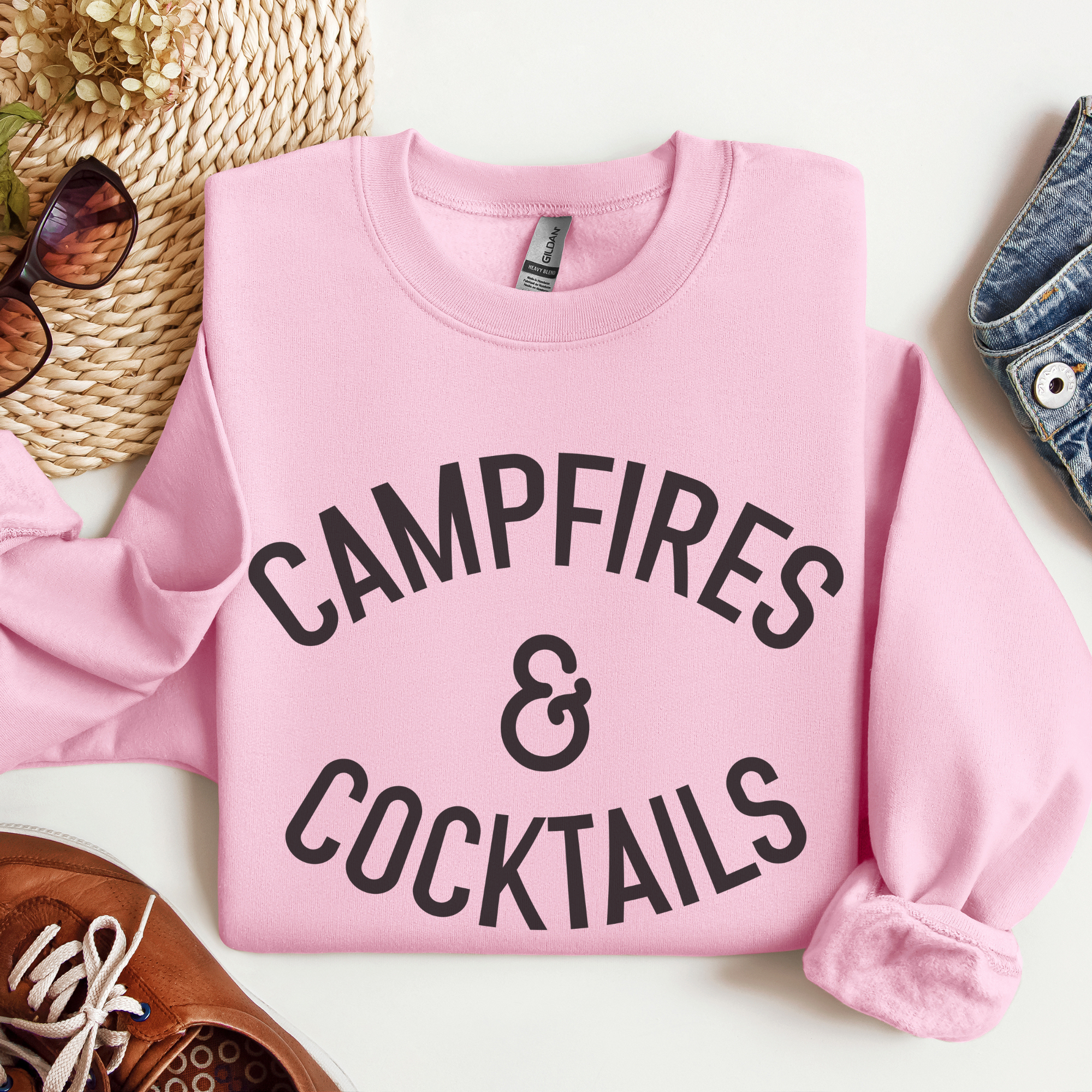 Trendznmore - Modern Graphic Apparel - Wholesale Graphic Sweatshirt - Women's - Campfires and Cocktails Crewneck Sweatshirt2