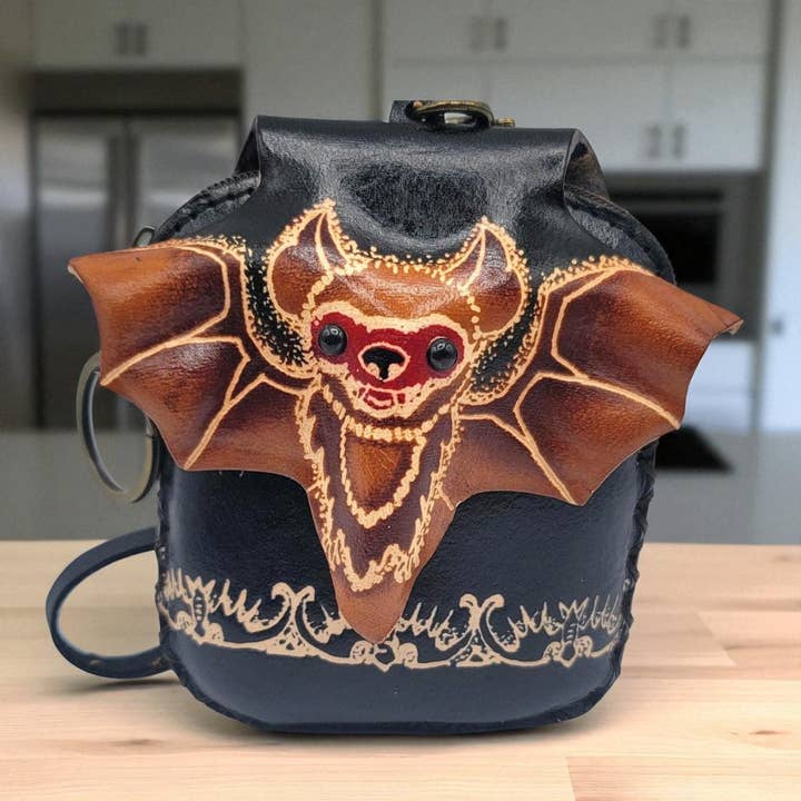 Sunflower Handmade leather inc - Wholesale Coin purse – Women’s - e633 Handmade leather bat coin purse wristlet3