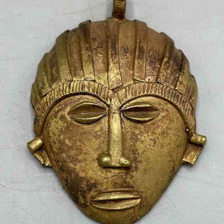 Pendente de máscara de latão africano muito grande - Gana por atacado de The Niger Bend