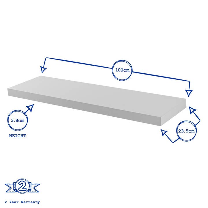 Rinkit Ltd – wholesale Wall-mounted shelf – 100cm Modern Floating Wall Shelf - White - By Harbour Housewares