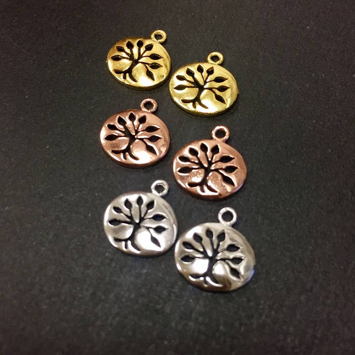 The Bead Bazaar - Wholesale Individual charm/pendant - 18K Small Gold Tree of Life Charm, Silver Nature Giving Tree Jewelry, Dainty Tree of Life Charm For Jewelry Making, Bulk Wholesale Charm1