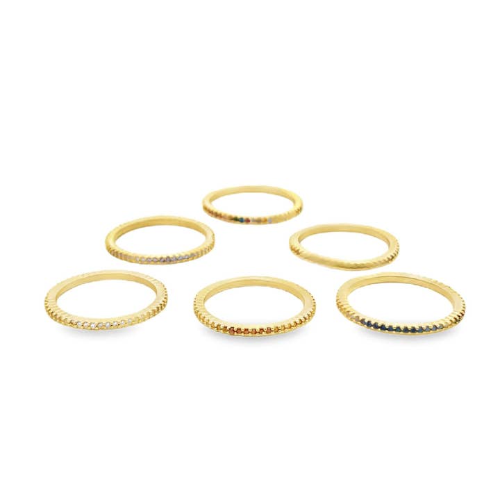 Thin Colored CZ Pave Ring (D16) for wholesale by MIA Jewelry