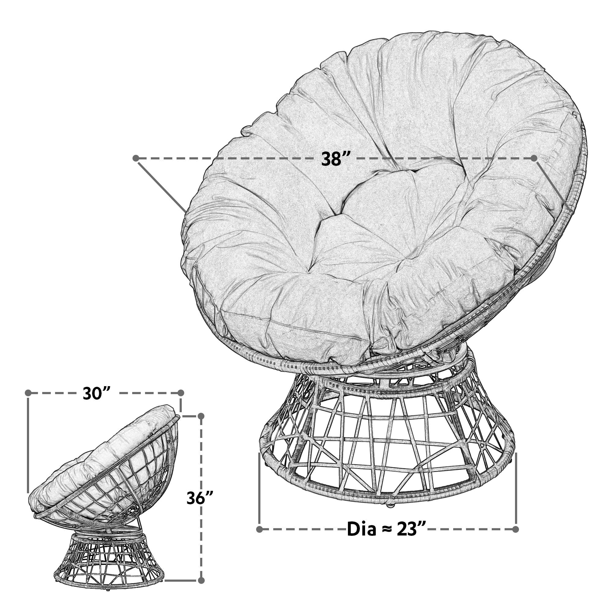 Abble - Venta al por mayor Sillas de exterior - Silla Papasan de mimbre tejido con cojín6
