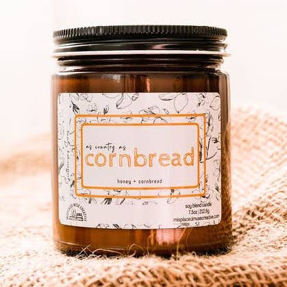 As Country As Cornbread Soy Candle (Honey Cornbread Scent) for wholesale by Misplaced Muse Creative