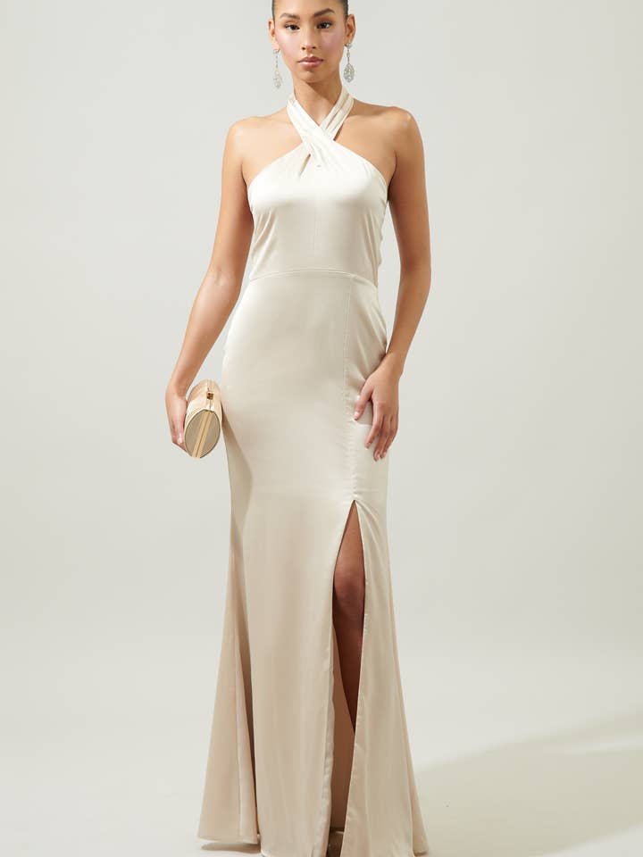 Sugarlips - Wholesale Gown - Women's - Spellbound Halter Satin Maxi Dress