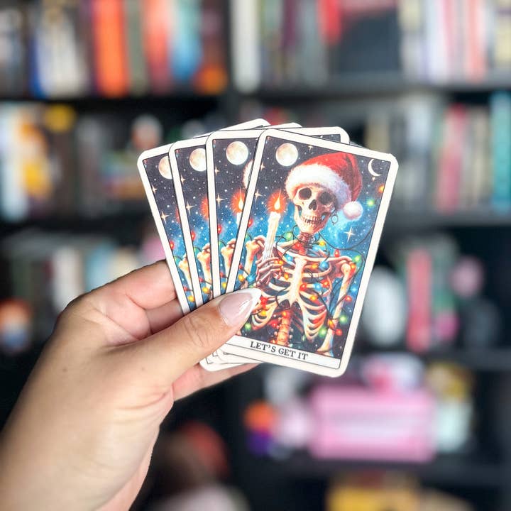 Funny Skeleton Christmas Bookmark - Let's Get Lit for wholesale by The Bookmark Coven