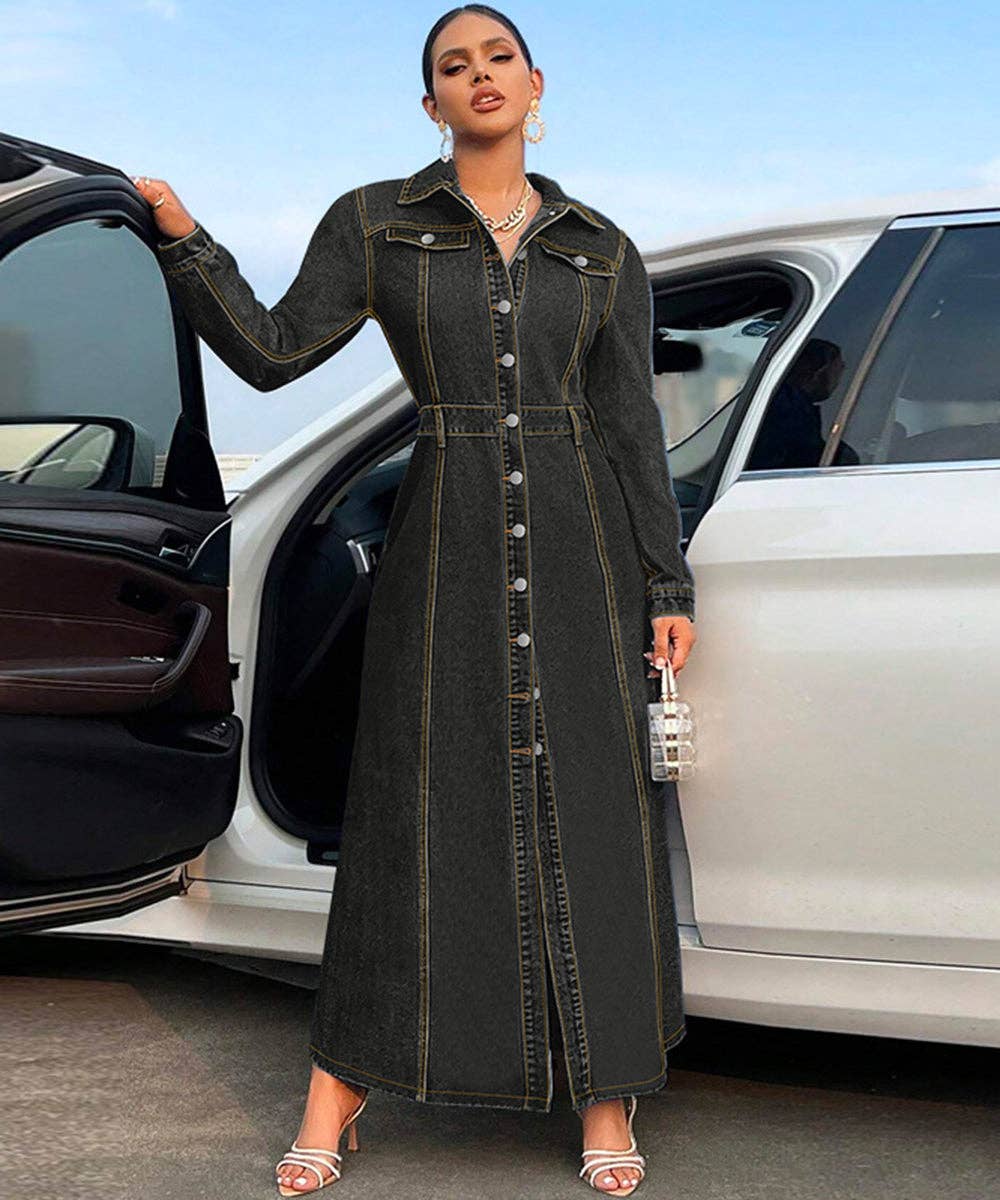 Aria Romance – wholesale Klänning - Dam – Knappfram Denimskjortklänning11