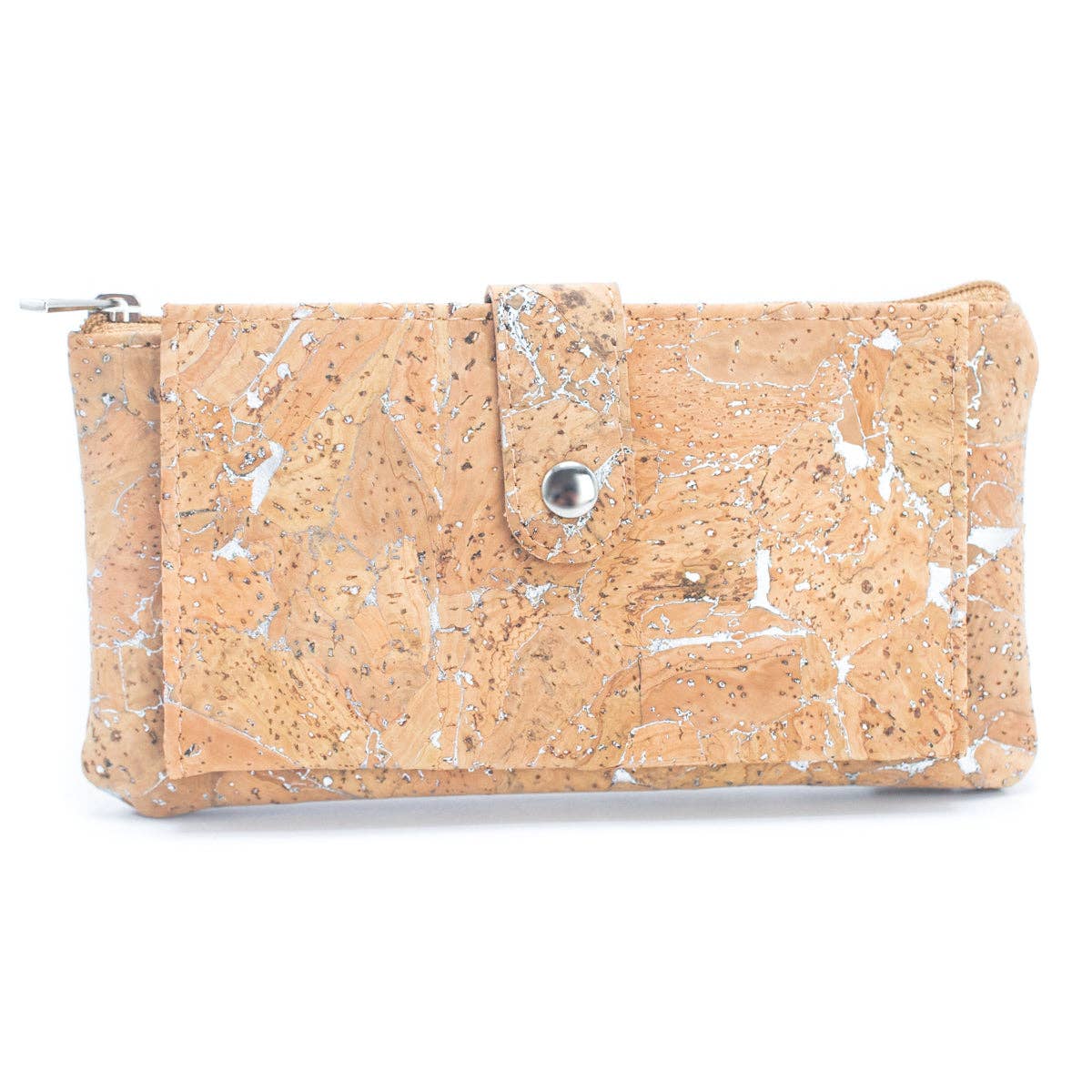 Meninas Bonitas Cork - Wholesale Wallet - Women's - Gold and silver cork Slim card snap long wallet BAG-22340