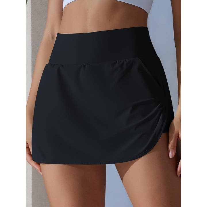 Active by Anna-Kaci - Wholesale Athletic Shorts - Women's - High Waist Athletic Skirted Shorts with Pocket Detail4