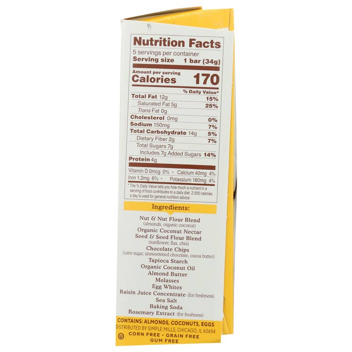 KeHE Distributors, LLC - Vente Barres de céréales - Barre Simple Mills Chocolat noir doux au four aux amandes 5,99 oz3