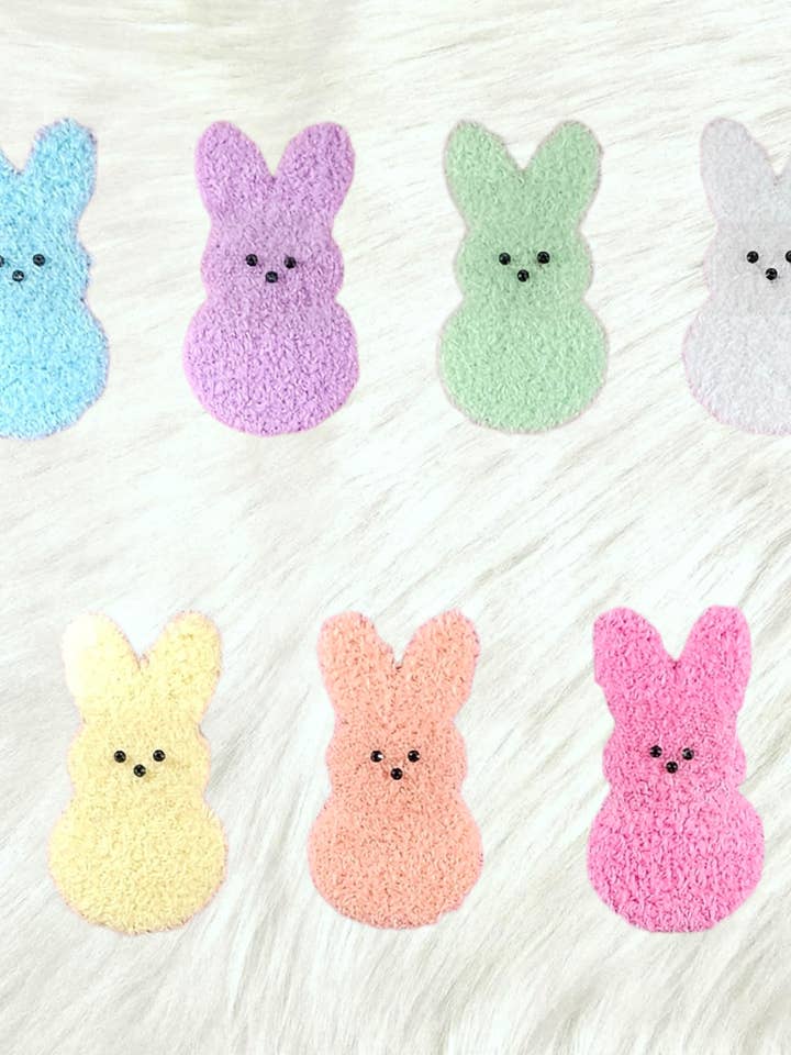 Easter Bunnies Fluffy Fuzzy Rhinestone Transfer Patches for wholesale by Scratch Decor