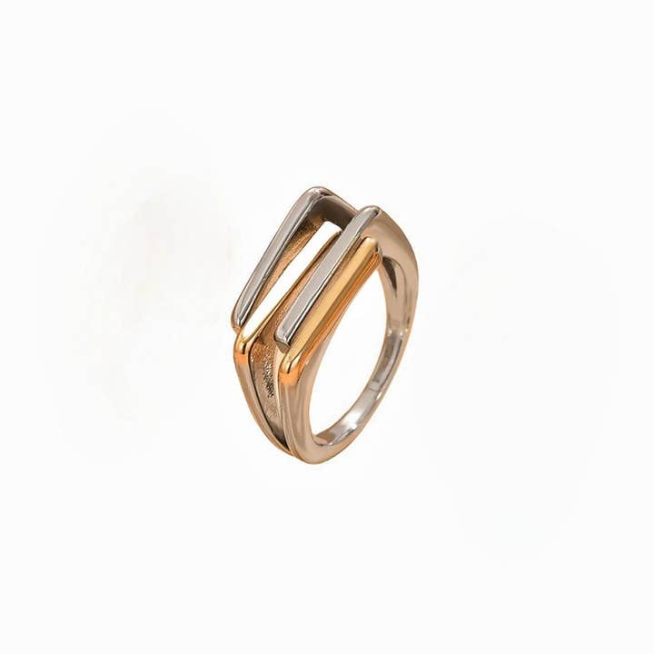 Lily Clothing - Wholesale Band/Stacked Ring - TEMPERAMENT SMOOTH GEOMETRIC THREE-LAYER RING1