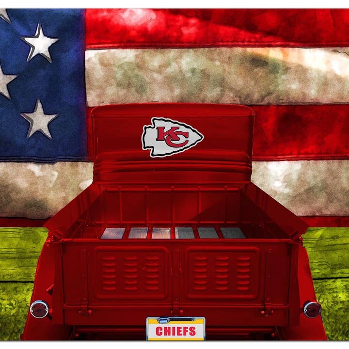Kansas City Chiefs Patriotic Retro Truck 11x19 for wholesale by Fan Creations