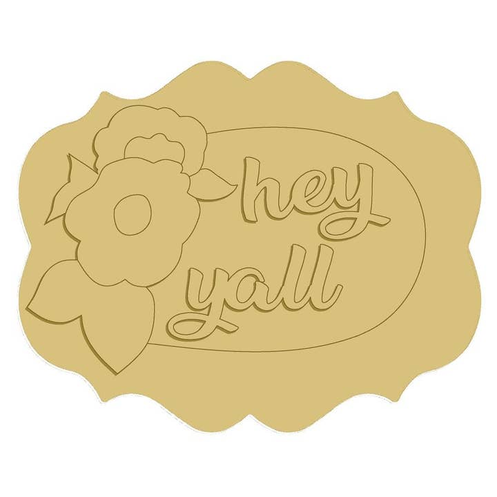 Targa 3D «Hey Y'all», in legno grezzo, intagliata, stile 31 per la vendita all'ingrosso da parte di Diverse Woodworking