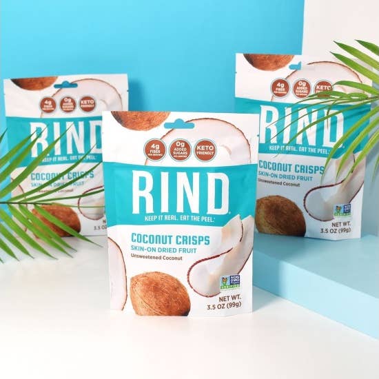 RIND Small Batch LLC - Wholesale Dried/Dehydrated Fruit - Coconut Crisps, Skin-on Dried Fruit - 3.5oz3