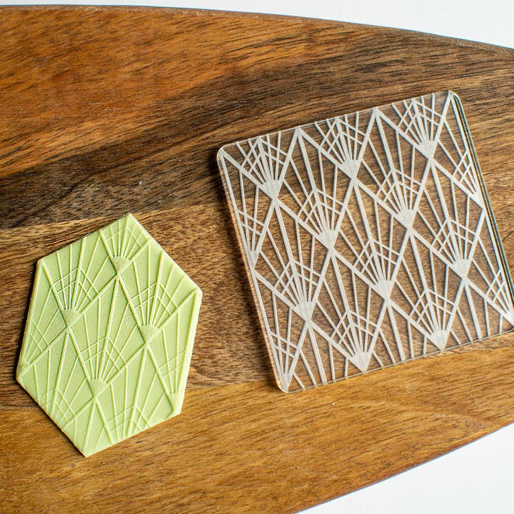 Art Deco rasterpatroon fondantstempel voor wholesale door Harwill and Fox
