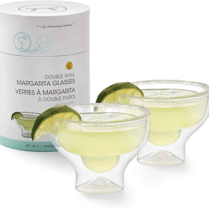 Fox Run Brands - Wholesale Cocktail/Liquor Glass - Outset Margarita Glasses, Set of 2, 4" x 3.25" x 3.5"