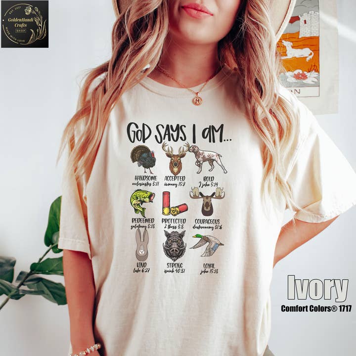 Camisa Comfort Colors® God Says I Am Hunting, camiseta de cazador para venta al por mayor de NVC Ecommerce LLC