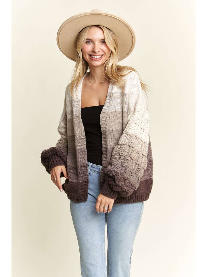 Madelyn – wholesale Kofta - Dam – LESW3603- PUFFÄRMAD OMBRE TRÖJA KOFTA