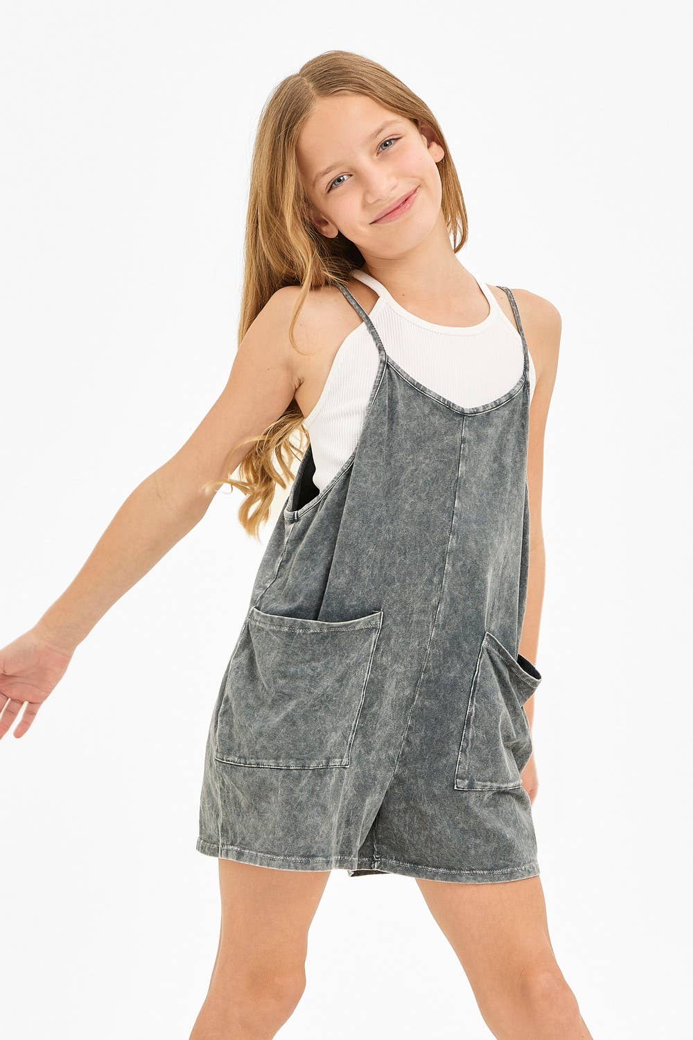 Good Girl - Wholesale Overalls - Kids - Two Pocket Mineral Wash Overall Romper / Onesie6