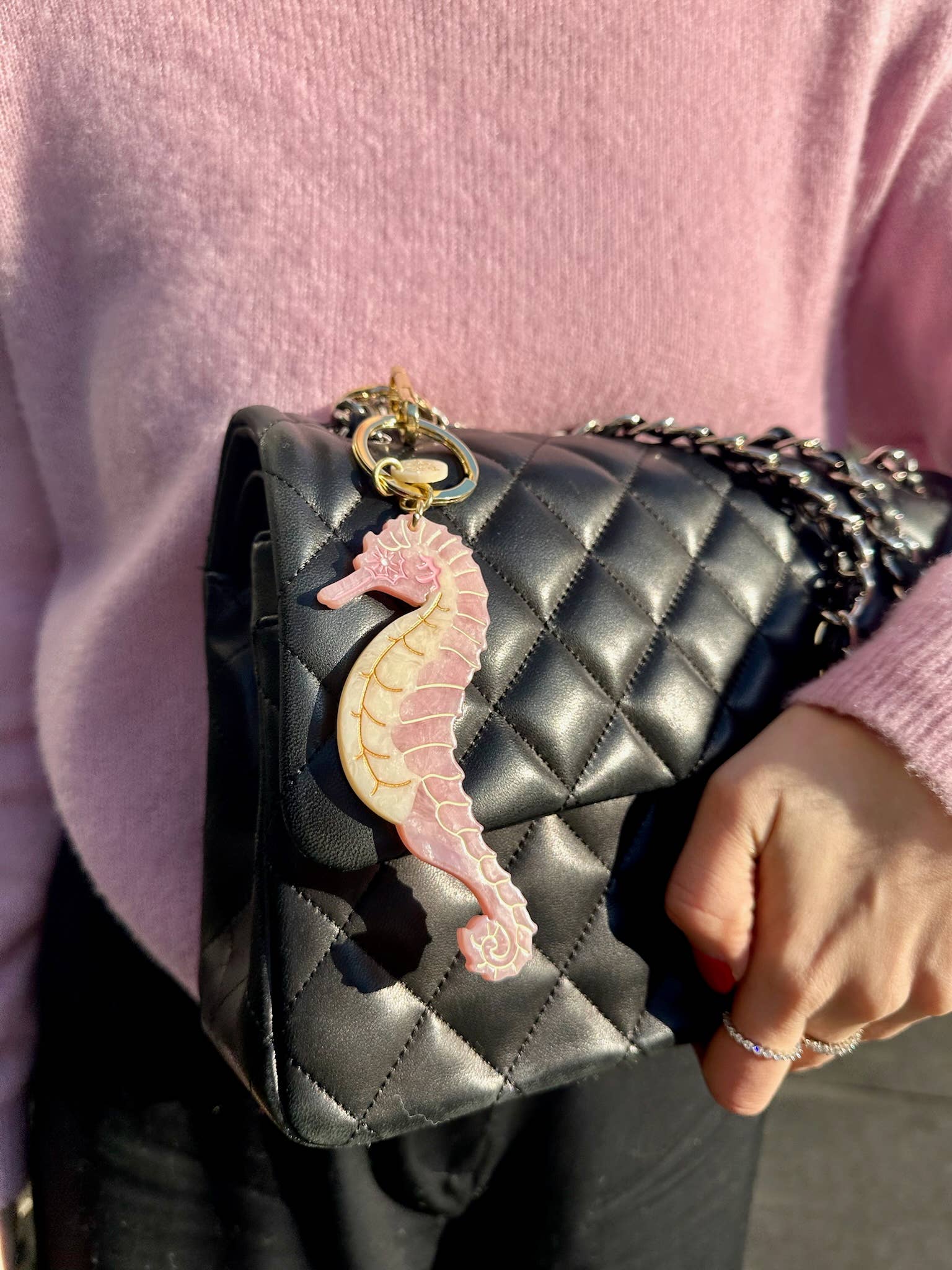 Solar Eclipse – wholesale Keychain – Women's – Hand-painted Seahorse Bag Charm + Keychain | Eco-Friendly2