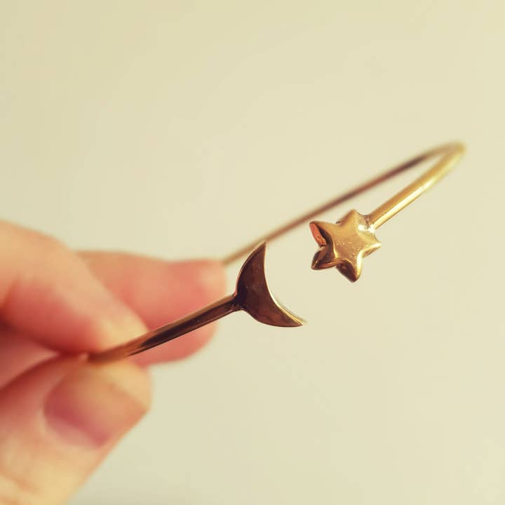 Kaali Boutique - Wholesale Cuff Bracelet - Star & Sun Bracelet / Bangle / Brass / Galaxy / Ethnic / Rustic / Bohemian / Hippie / Gypsy / Psy / Chic / Jewellery / Body / Adjustable1