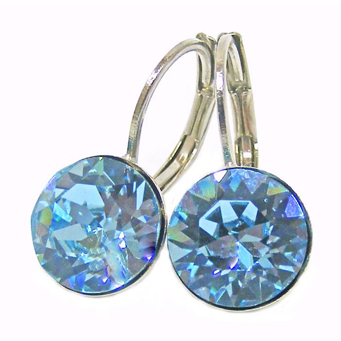 Brincos de gota de cristal água-marinha 8mm por atacado de Janusch