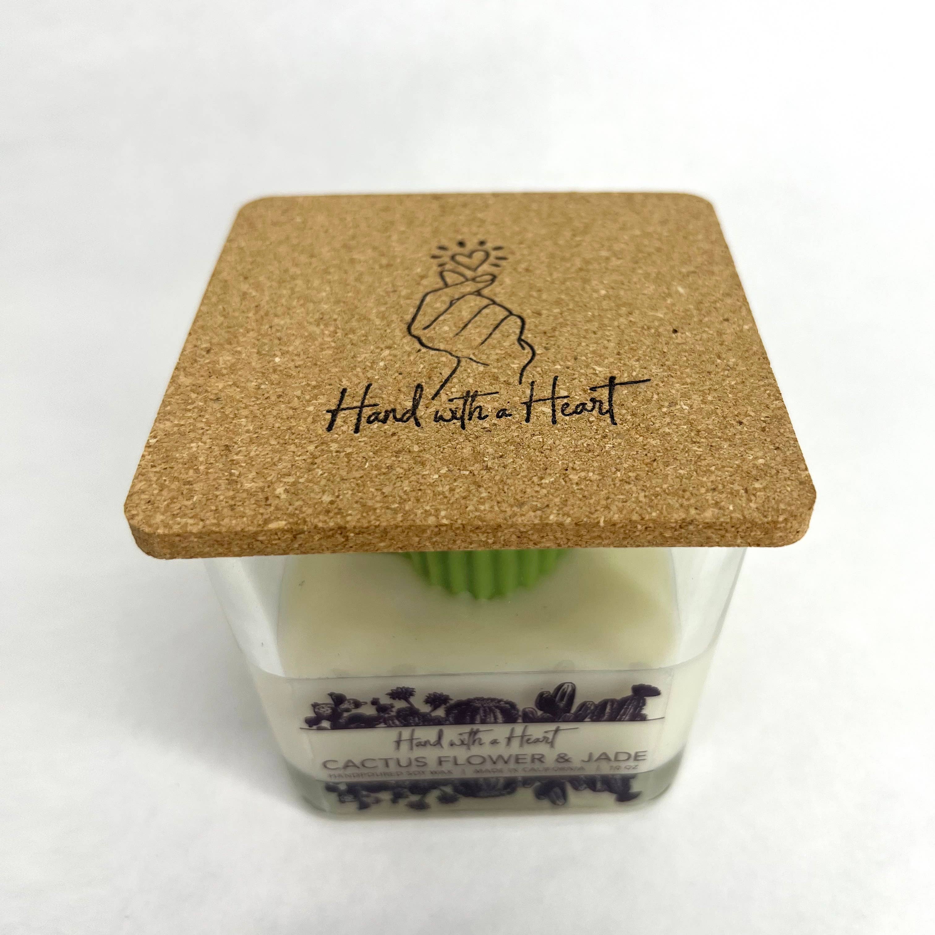 Hand with a Heart - Wholesale Jar/Filled Candle - Cactus flower & Jade Soy Wax Candle10