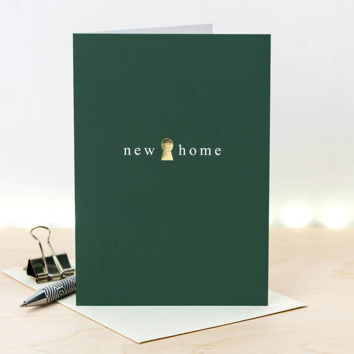 Green and Gold Luxury Foil New Home Card for wholesale by Coulson Macleod (U.S. Duties Paid)
