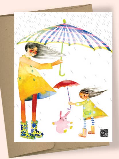 MOM UMBRELLA WATERCOLOR GREETING CARD for wholesale by Studio Masha D'yans