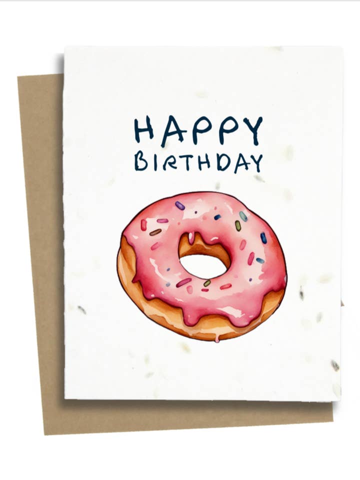 Happy Birthday Doughnut Card for wholesale by Greet n' Grow Plantable Cards