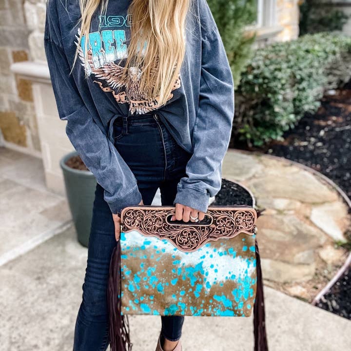 Boho Ranch Shop - Wholesale Crossbody Bag - Women's - The Maggie - Hand Tooled Leather Cowhide Crossbody Purse Bag20