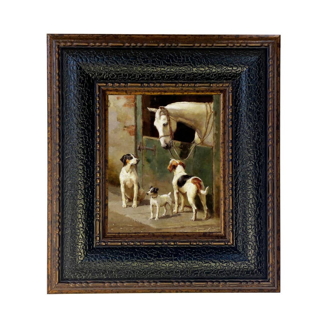 Madison Bay Co. - Historical Home Decor Reproductions - Wholesale Art Print - Dog and Horse at Stable Vintage Painting Print on Canvas96