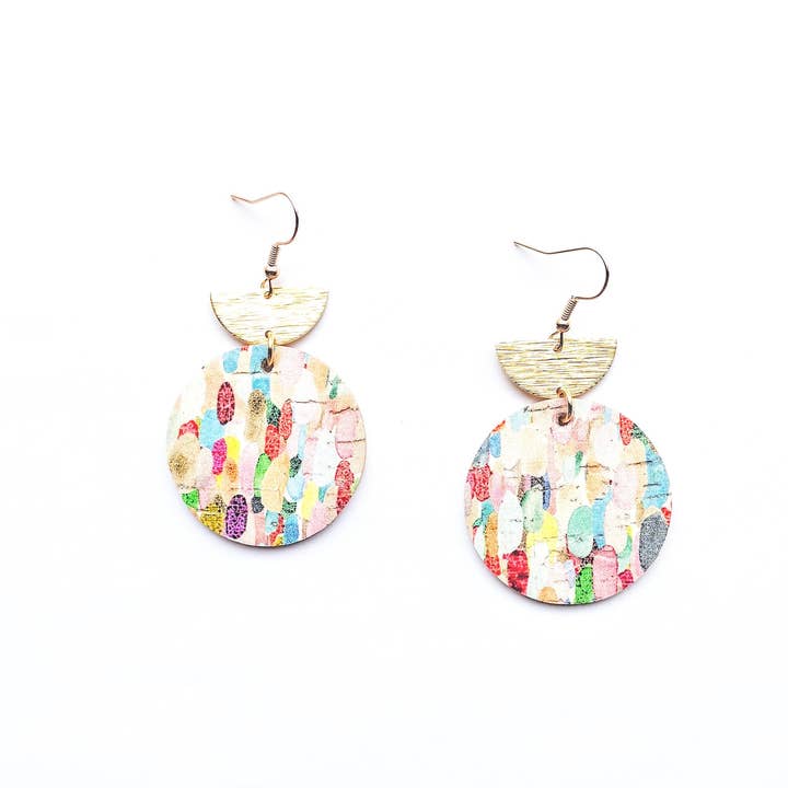 Spoon & Theory Handmade - Wholesale Dangle Earrings - Spring Bella Cork + Leather Fusion Trendy Statement Earrings3