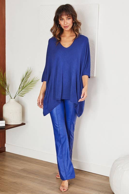 VENTI6 – Túnica - Mulher por atacado – TOP DE MALHA LEVE OVERSIZED COM DECOTE EM V DRAPEADO (2920)16