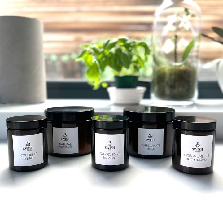 Soja & kokosvoks Kæledyrsvenligt stearinlys - Frisk mynte & Rabarber for engroshandel hos Swish London