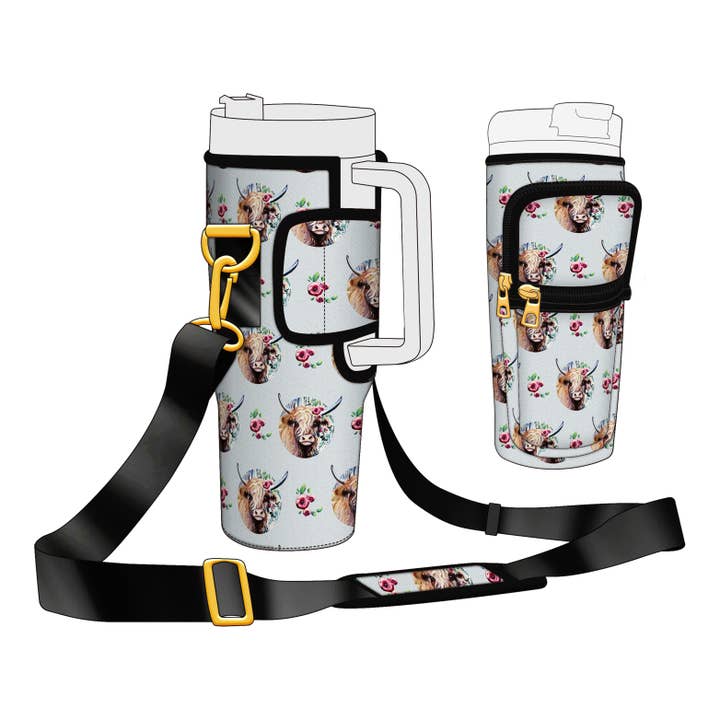 OEELINN - Wholesale Bottle Rack/Holder - Highland Cows Design Water Bottle Carrier Bag Fits 40oz Tumbler