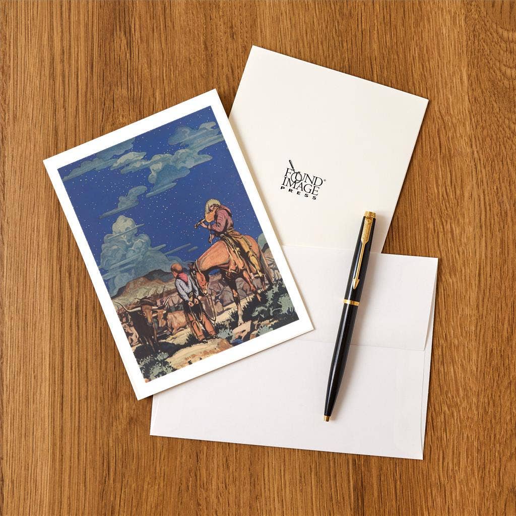 Found Image Press - Wholesale Stationery/Notecard Set - Greeting Card CB-214 Night on the Cattle Drive1