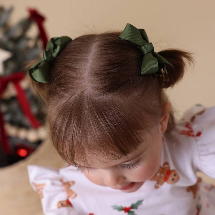 Snuggle Hunny – wholesale Hair clip – Child – Olive Piggy Tail Hair Clips - Pair3