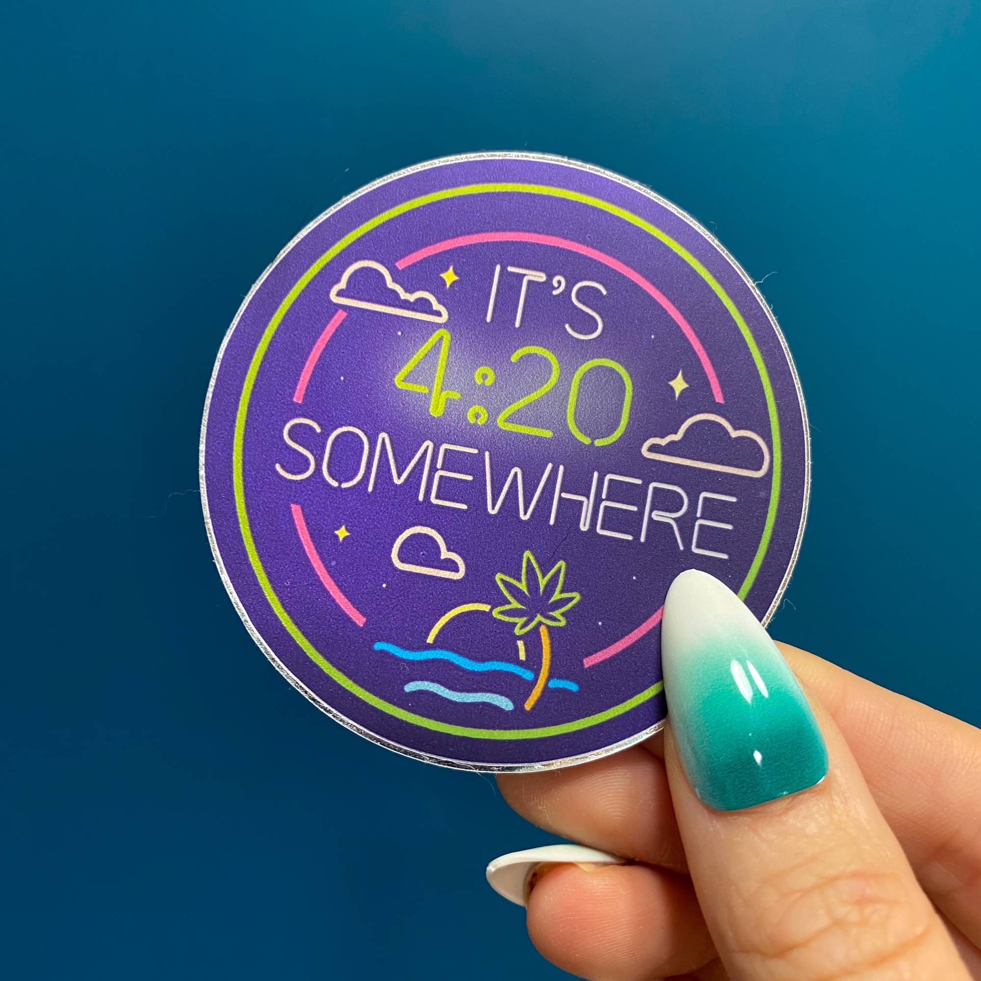 Chelzart - Wholesale Sticker - It's 4:20 Somewhere Sticker | Gifts For Stoners |9