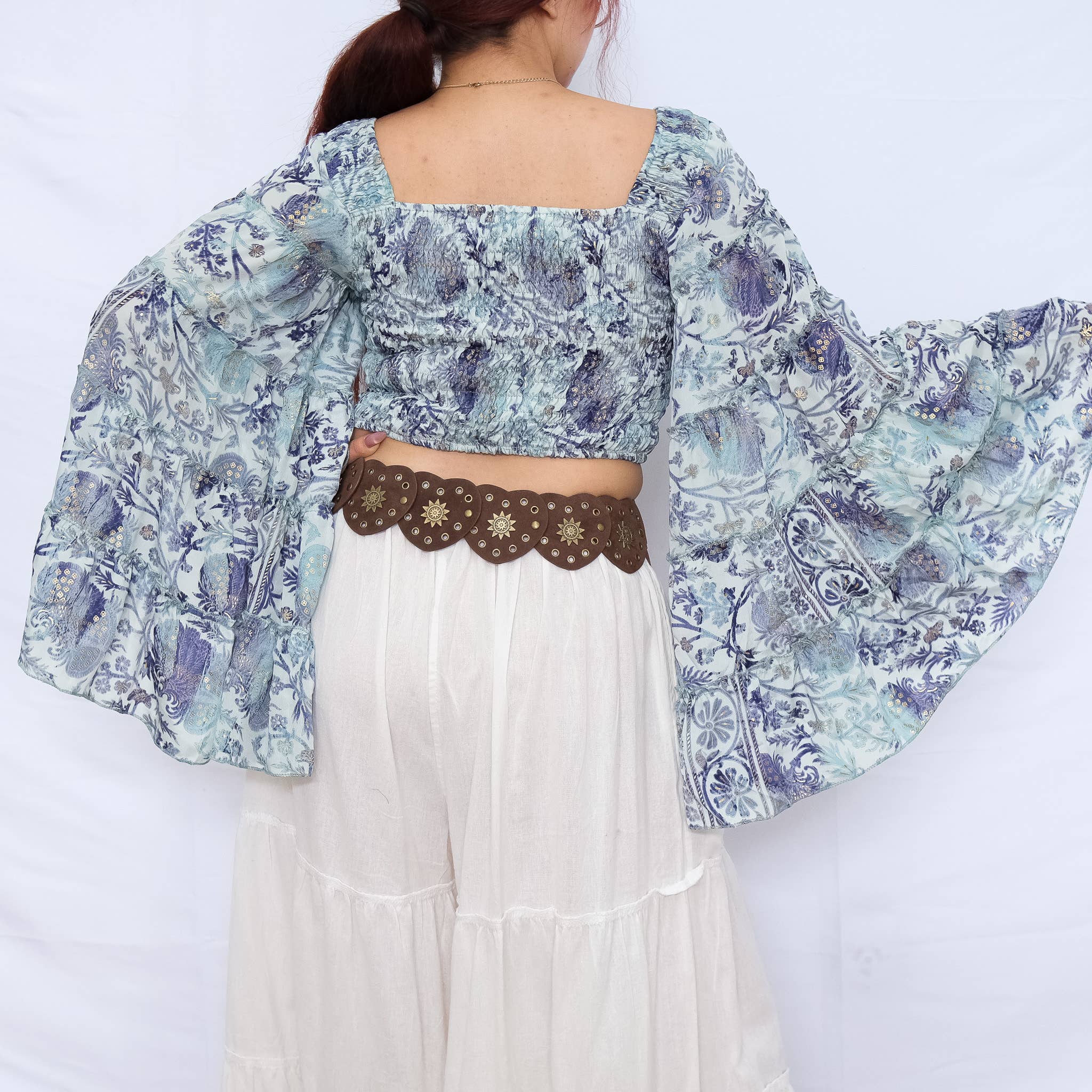 Karma Nepal Crafts - Wholesale Blouse - Women's - Bohemian Flowy Long Ruffle Sleeve Top3