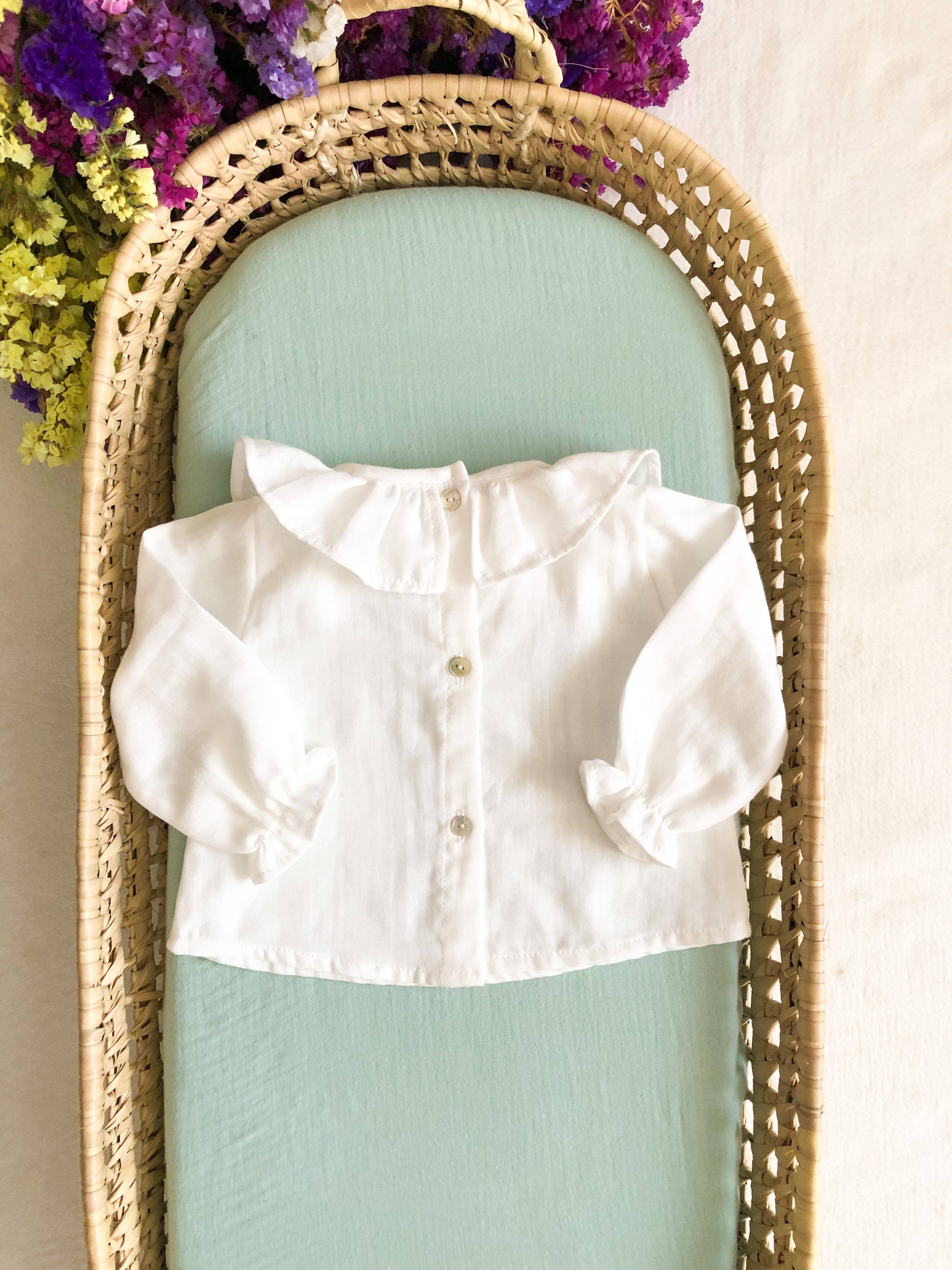 Maria Jasmim Baby & Child - Wholesale T-Shirt - Kids - White Blouse Ruffled Collar0