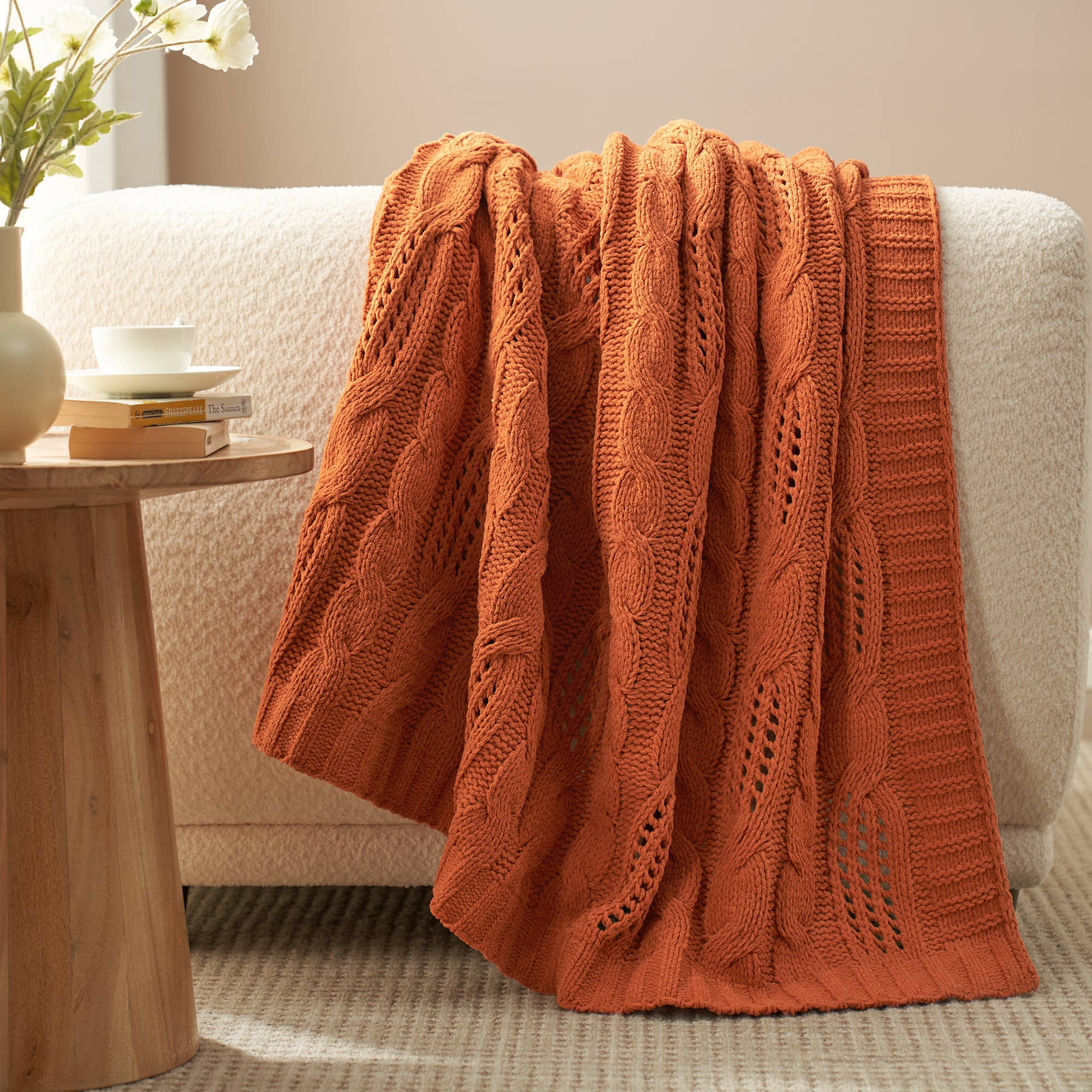DreamValley - Wholesale Throw Blanket - AH Reversible Chenille Cable Knit Throw Blanket6