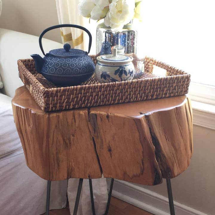 Shefford Woodlands - Vente Tables basses - Table basse en cyprès massif recyclé avec pieds en épingle à cheveux de 20 po de diamètre6