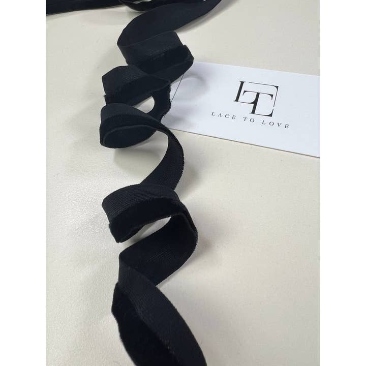 Lace To Love - Wholesale Ribbon - Gift Wrapping - Black Stretch Velvet Ribbon Sold Per Meters1