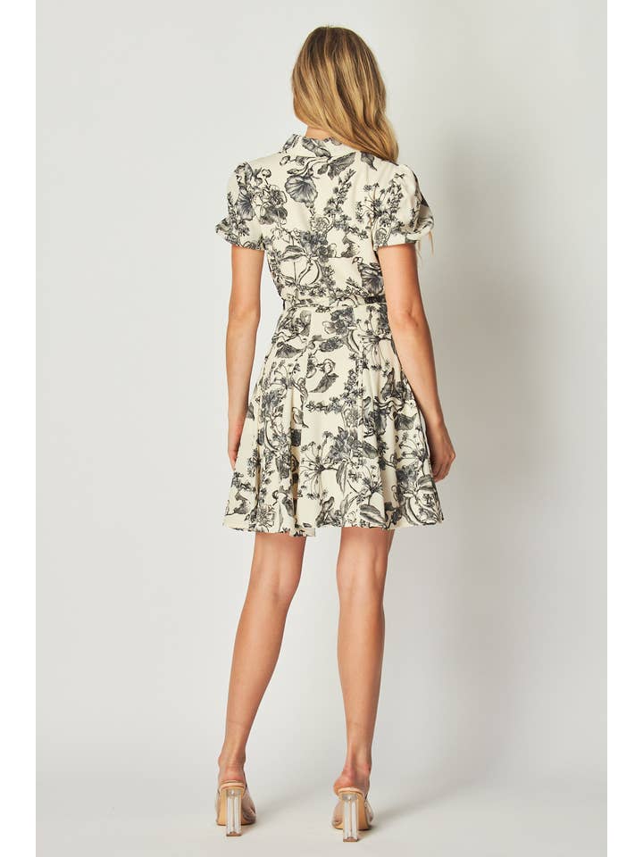 Peace Love Line - Wholesale Dress - Women's - PL4608 - FLORAL PRINTED BUTTON DOWN SHIRT DRESS