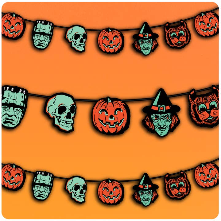 Ryan Dowell Art - Wholesale Party Sign/Banner - Retro Inspired Creepy Glow Style Halloween Character Cutout Banner0