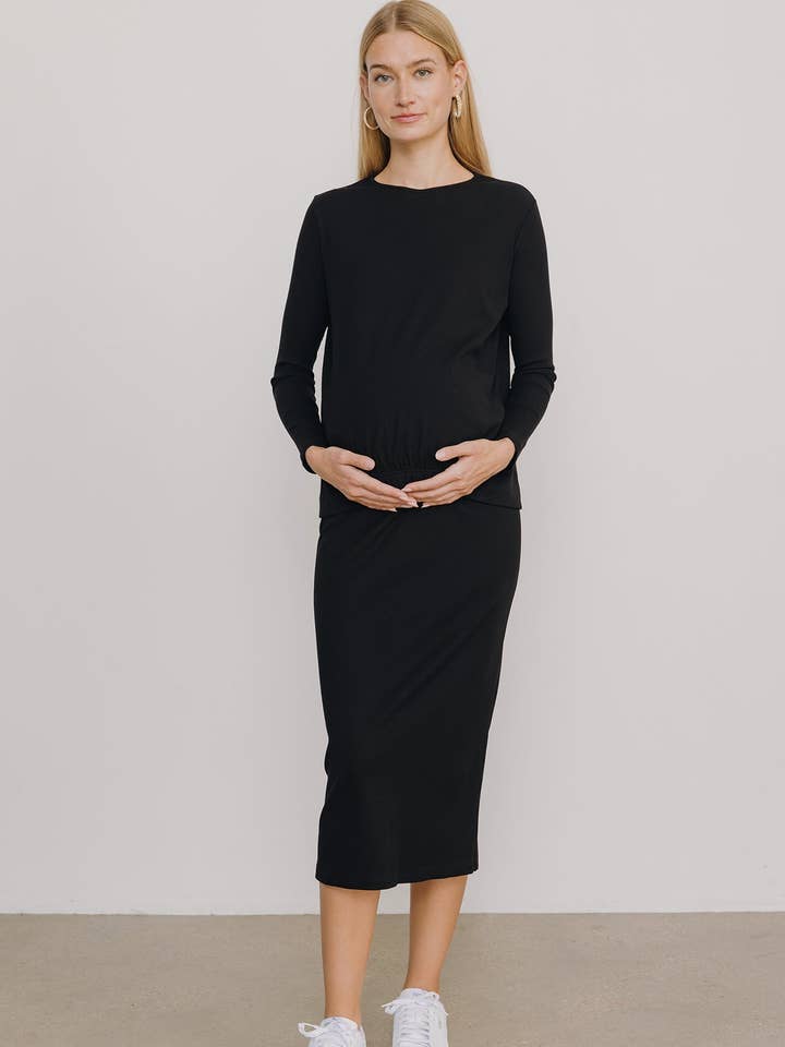 Sapphire Maternity Skirt in Black for wholesale by Apparalel