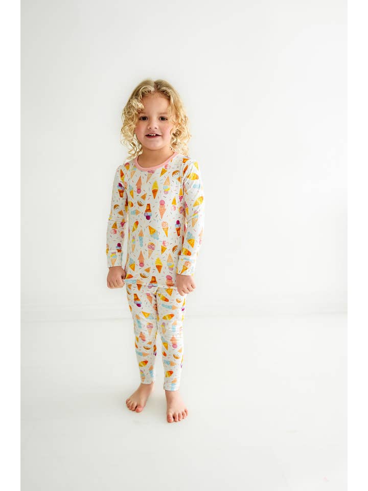 Macaron + Me - Wholesale Sleepwear Set - Kids - Ice Cream Long Sleeve Jammies